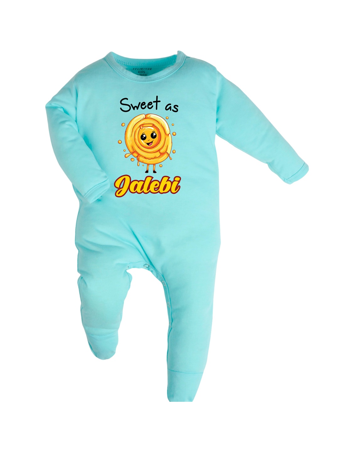 

FFLIRTYGO Kids Diwali special Printed Cotton Sleepsuit, Turquoise blue