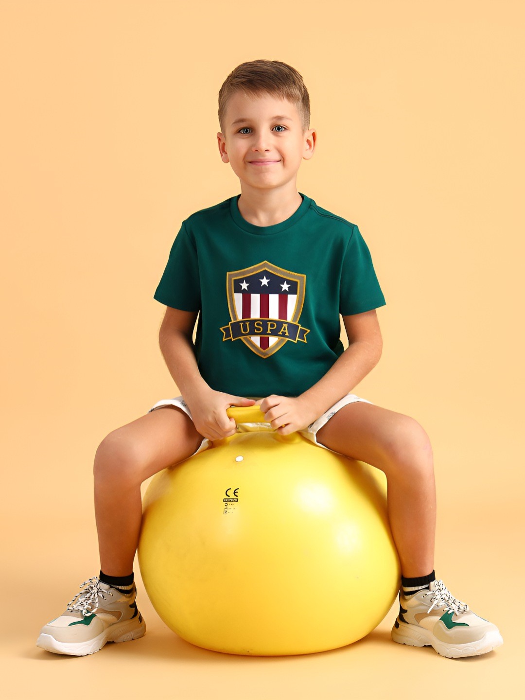 

U.S. Polo Assn. Kids Boys Typography Printed Round Neck Cotton T-shirt, Green