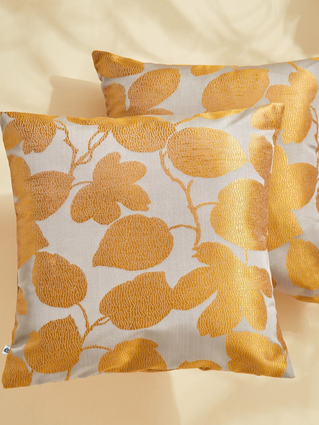 

Home Centre Corsica Chimera Grey & Gold-Toned 2 Pieces Floral Square Cushion Covers