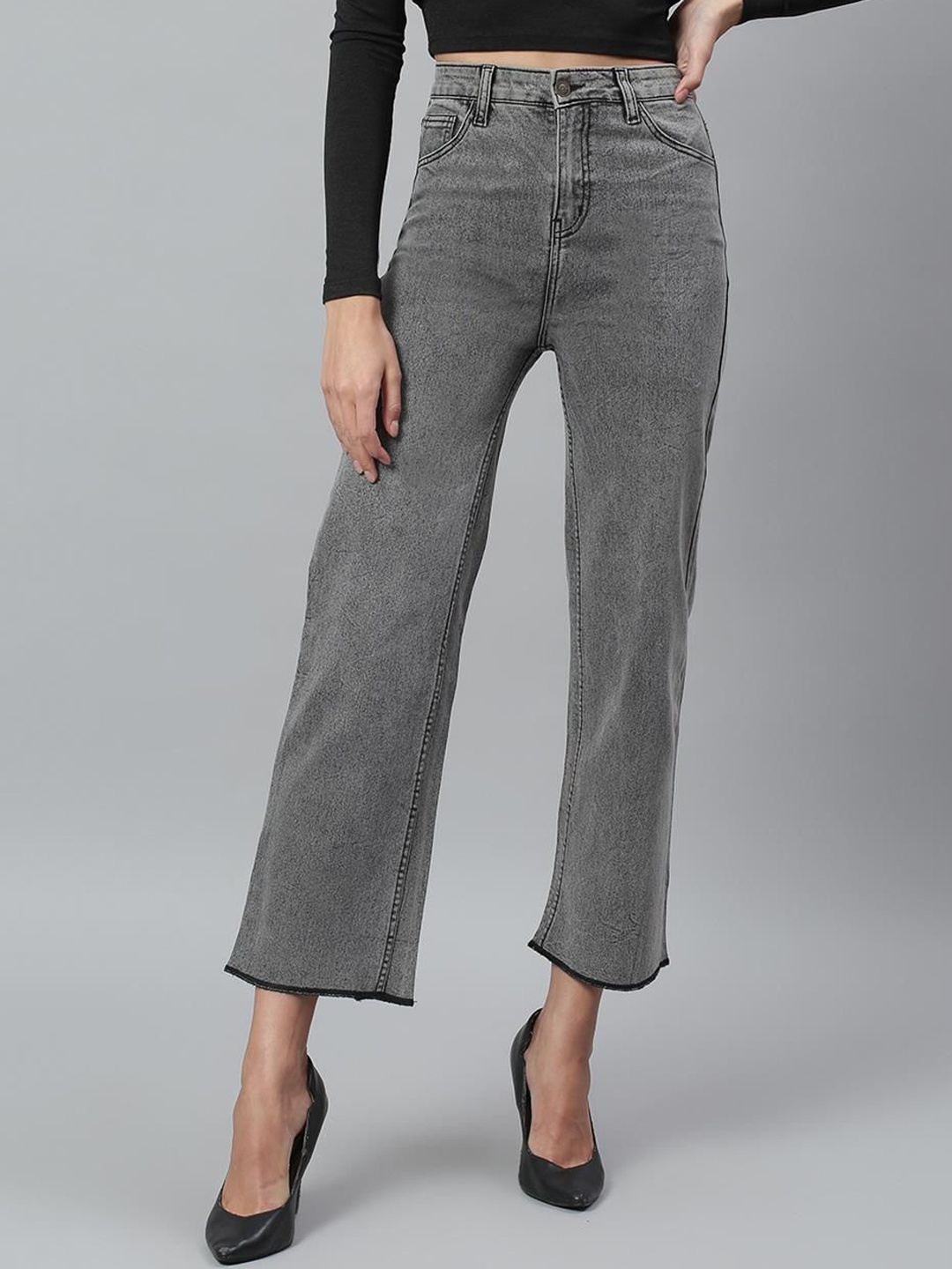 

Kotty Women Jean Bootcut High-Rise Stretchable Jeans, Grey
