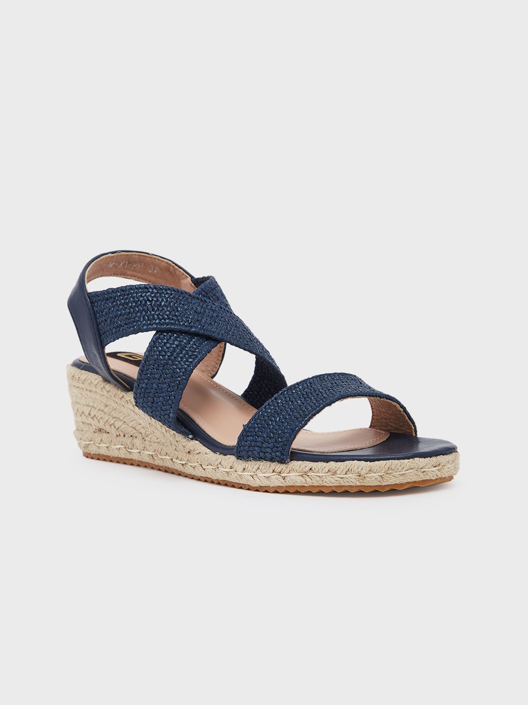 

Sole To Soul Women Round Toe Woven Design Wedge Sandals, Blue