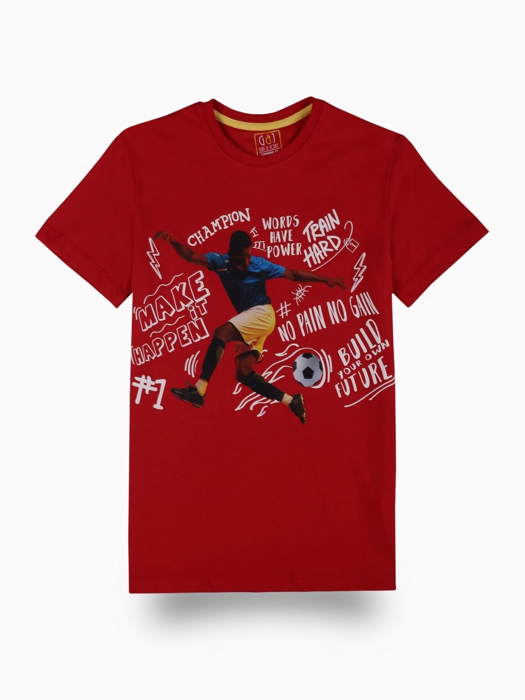 

Gini and Jony Boys Typography Printed Round Neck Cotton T-shirt, Red