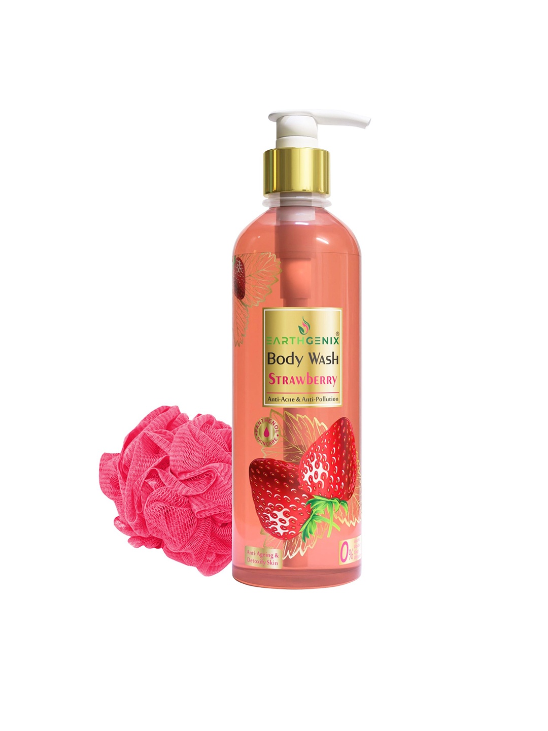 

Earthgenix Strawberry Body Wash With Loofah - 300 ml, Red