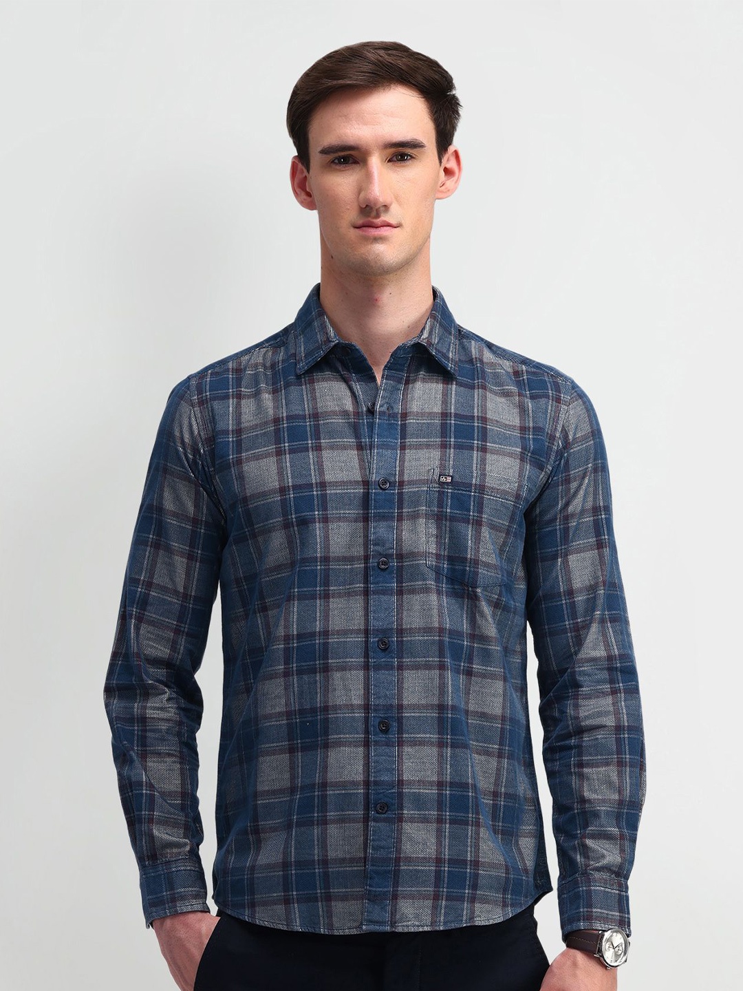 

Arrow Sport Men Manhattan Slim Fit Opaque Checked Casual Shirt, Teal