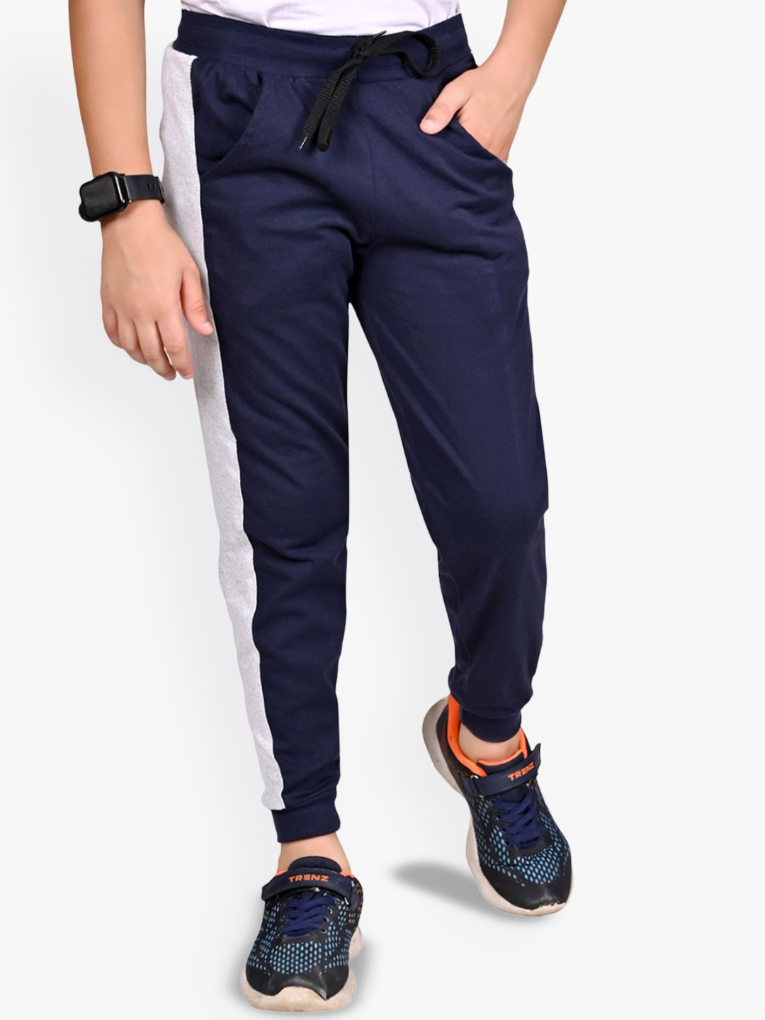 

BAESD Boys Cotton Mid Rise Joggers, Navy blue