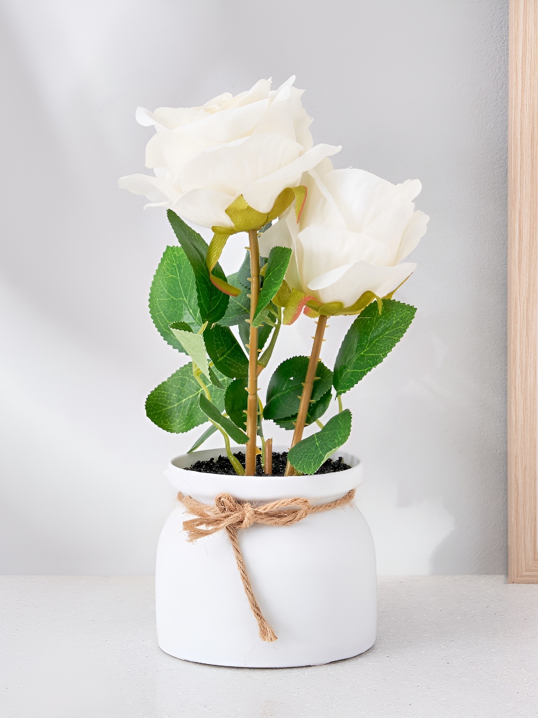

Home Centre White 1 Pieces Rose Artificial Plant With Pot