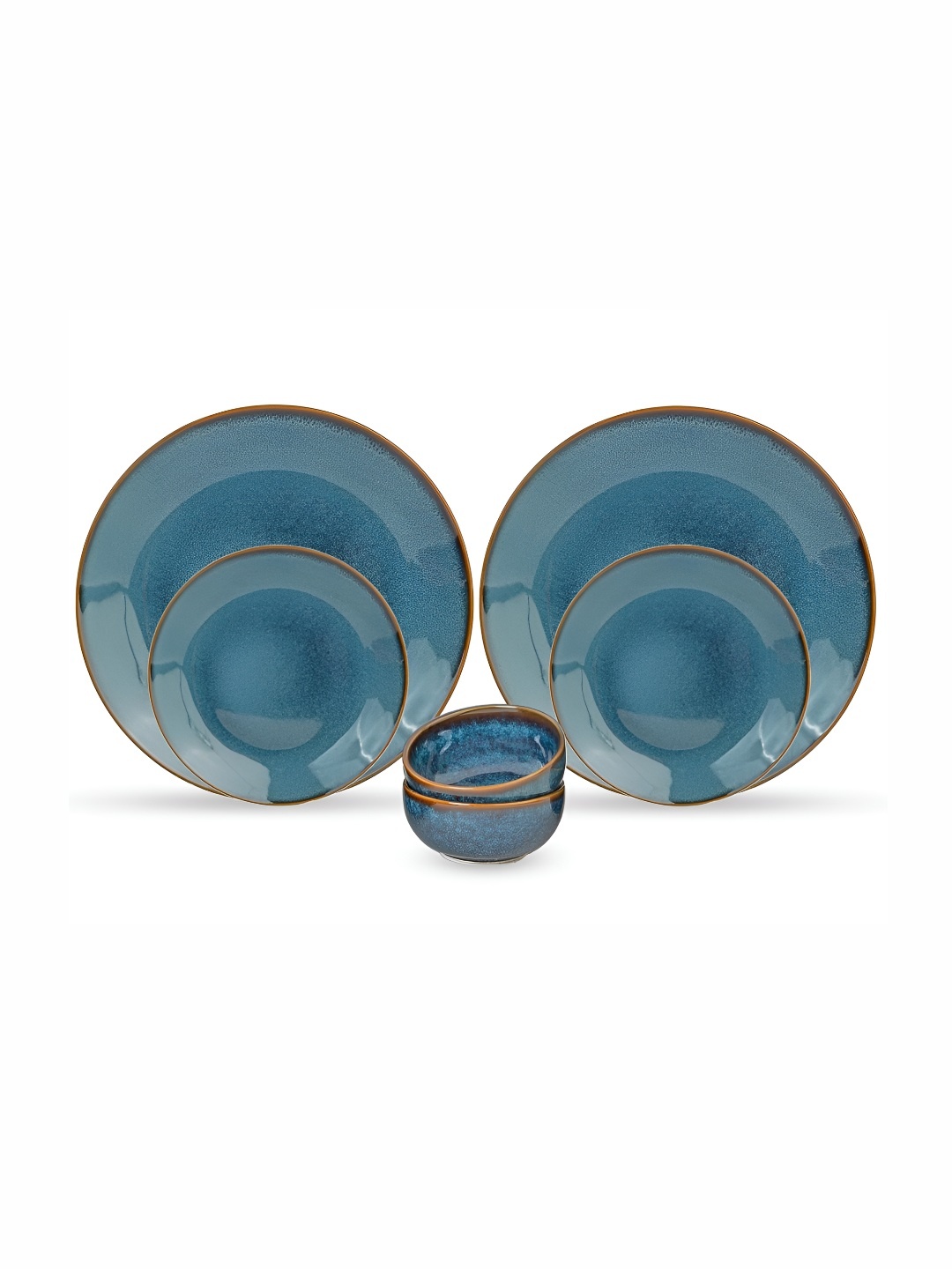 

BODHI HOUSE Blue 6 Pieces Porcelain Dishwasher and Microwave Safe Dinner Set