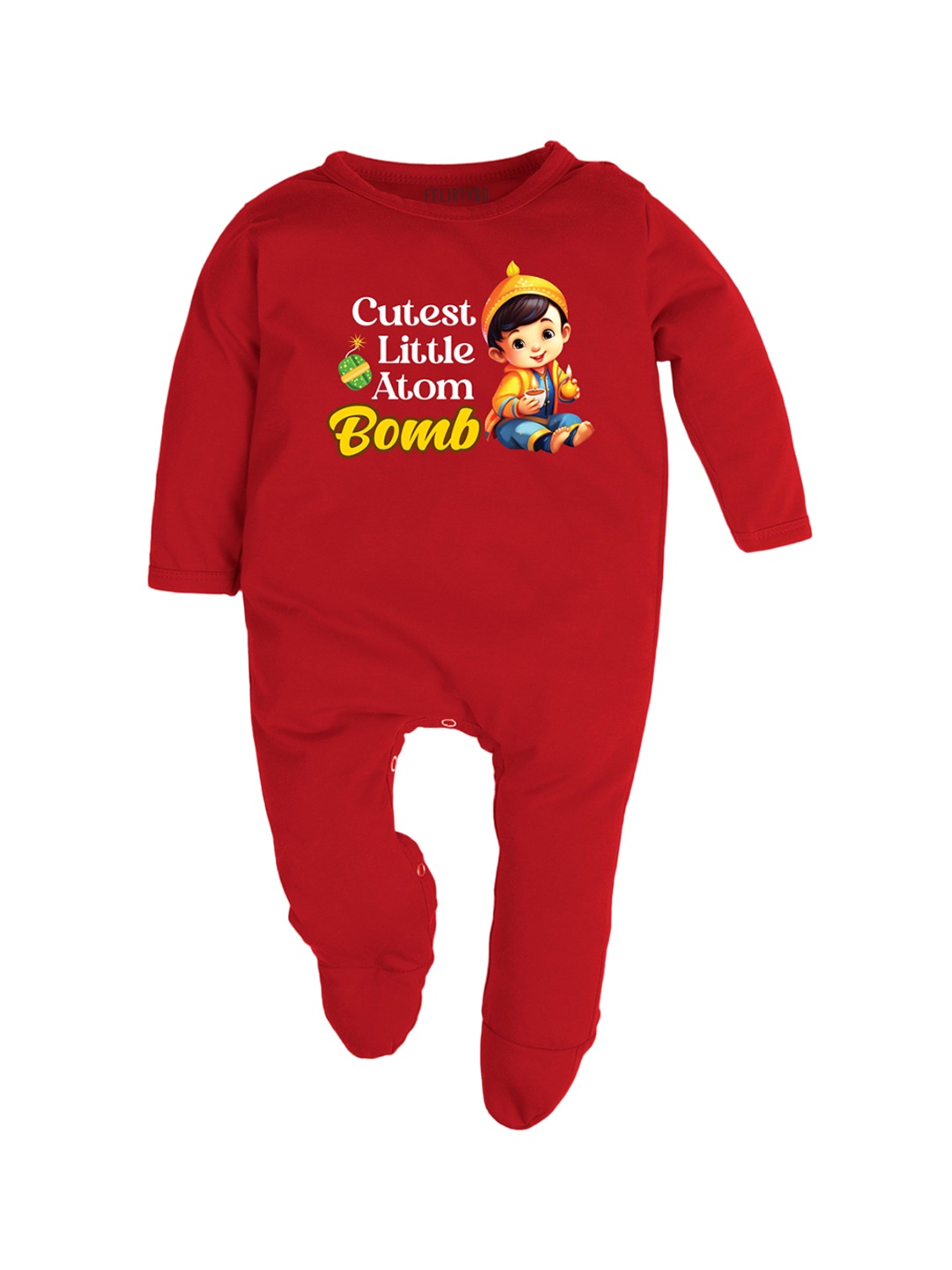 

FFLIRTYGO Kids Printed Cotton Sleepsuit, Red