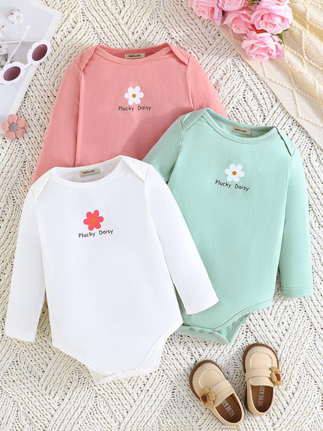 

INCLUD Girls Floral Printed Long Regular Sleeves Top, White