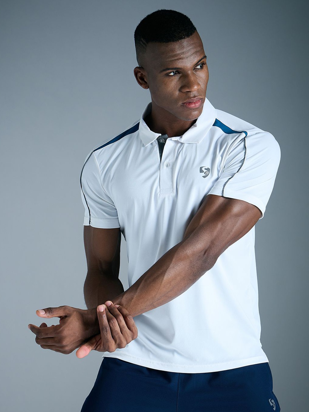 

SG Men Solid Polo Collar T-shirt, White