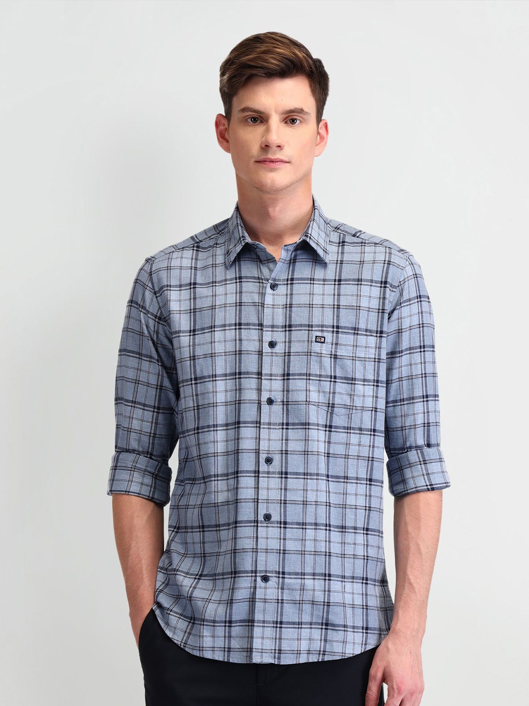

Arrow Sport Men Manhattan Slim Fit Opaque Checked Casual Shirt, Blue