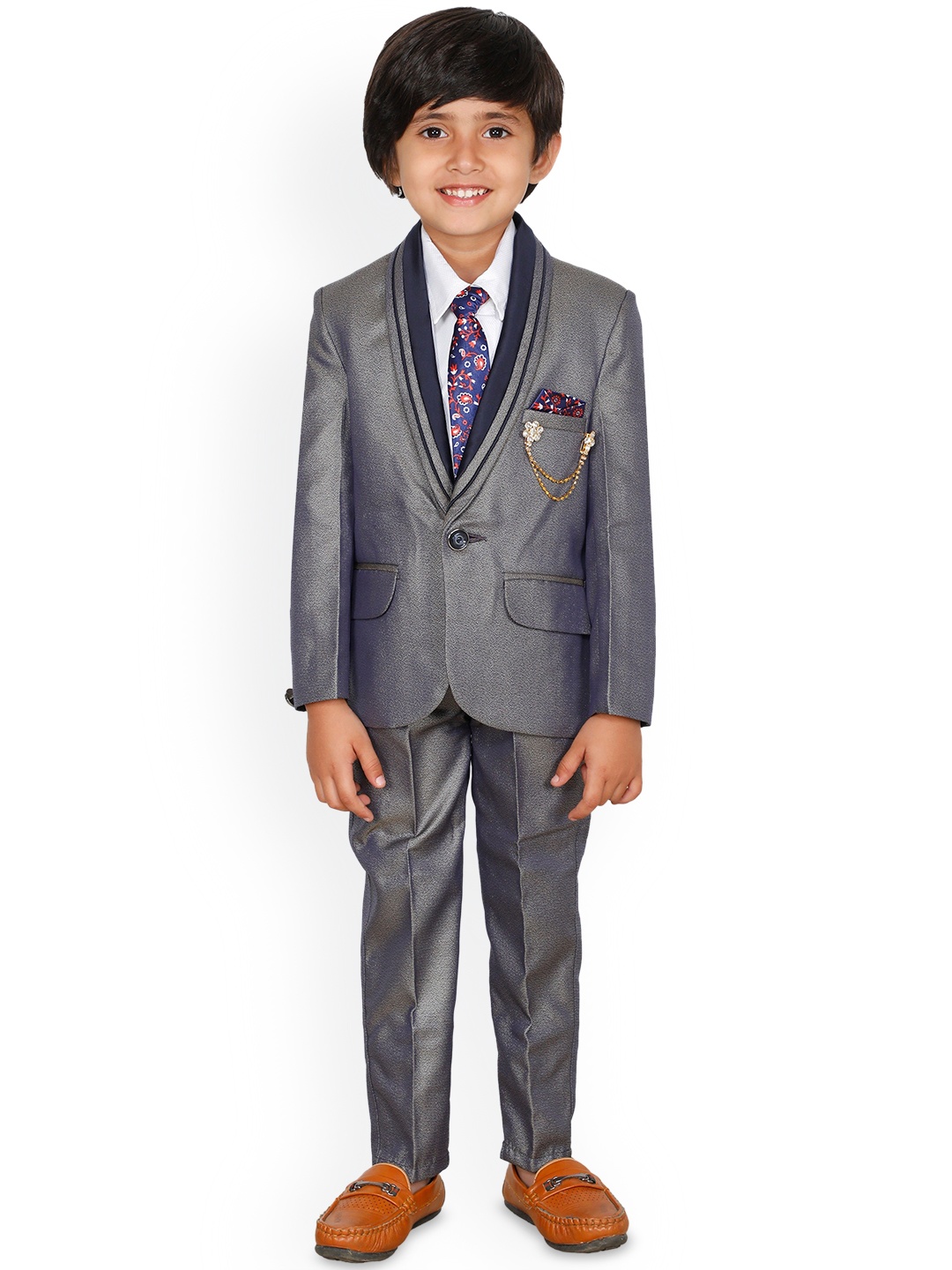 

BAESD Boys Mandarin Collar Single-Breasted Blazer and Trousers, Navy blue