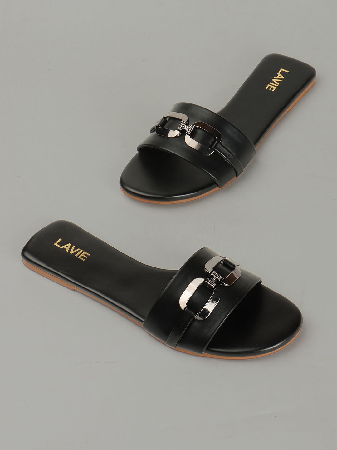 

Lavie Women Open Toe Flats with Buckles, Black