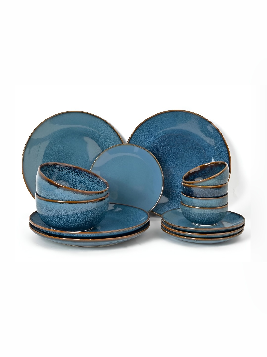 

BODHI HOUSE Blue 14 Pieces Porcelain Dishwasher and Microwave Safe Dinner Set