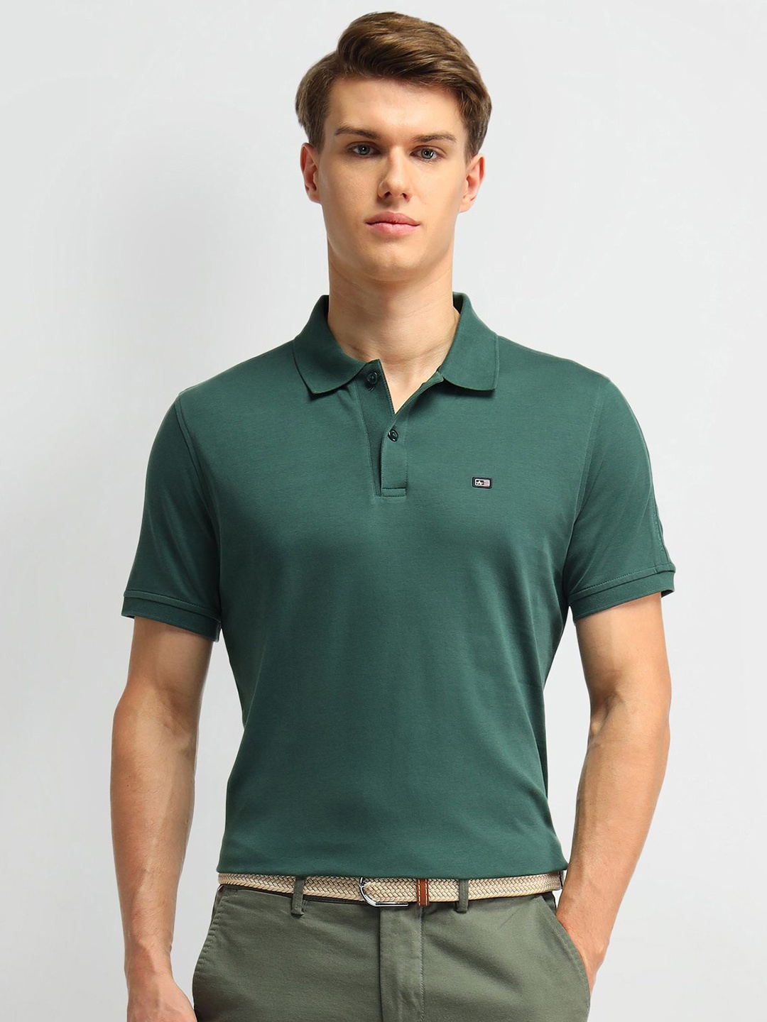 

Arrow Sport Men Brand Logo Polo Collar T-shirt, Green