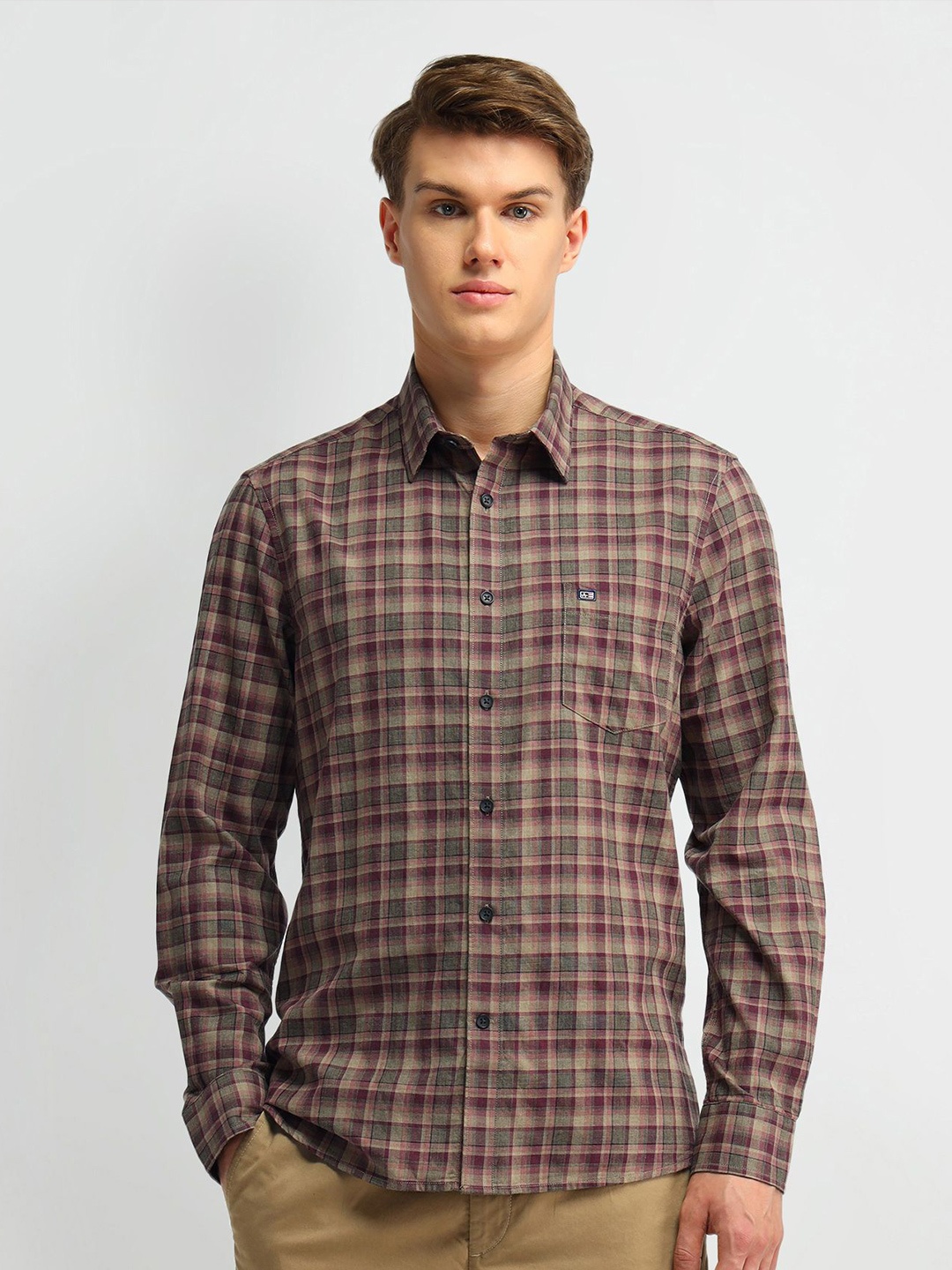 

Arrow Sport Men Classic Tailored Fit Opaque Checked Casual Shirt, Brown