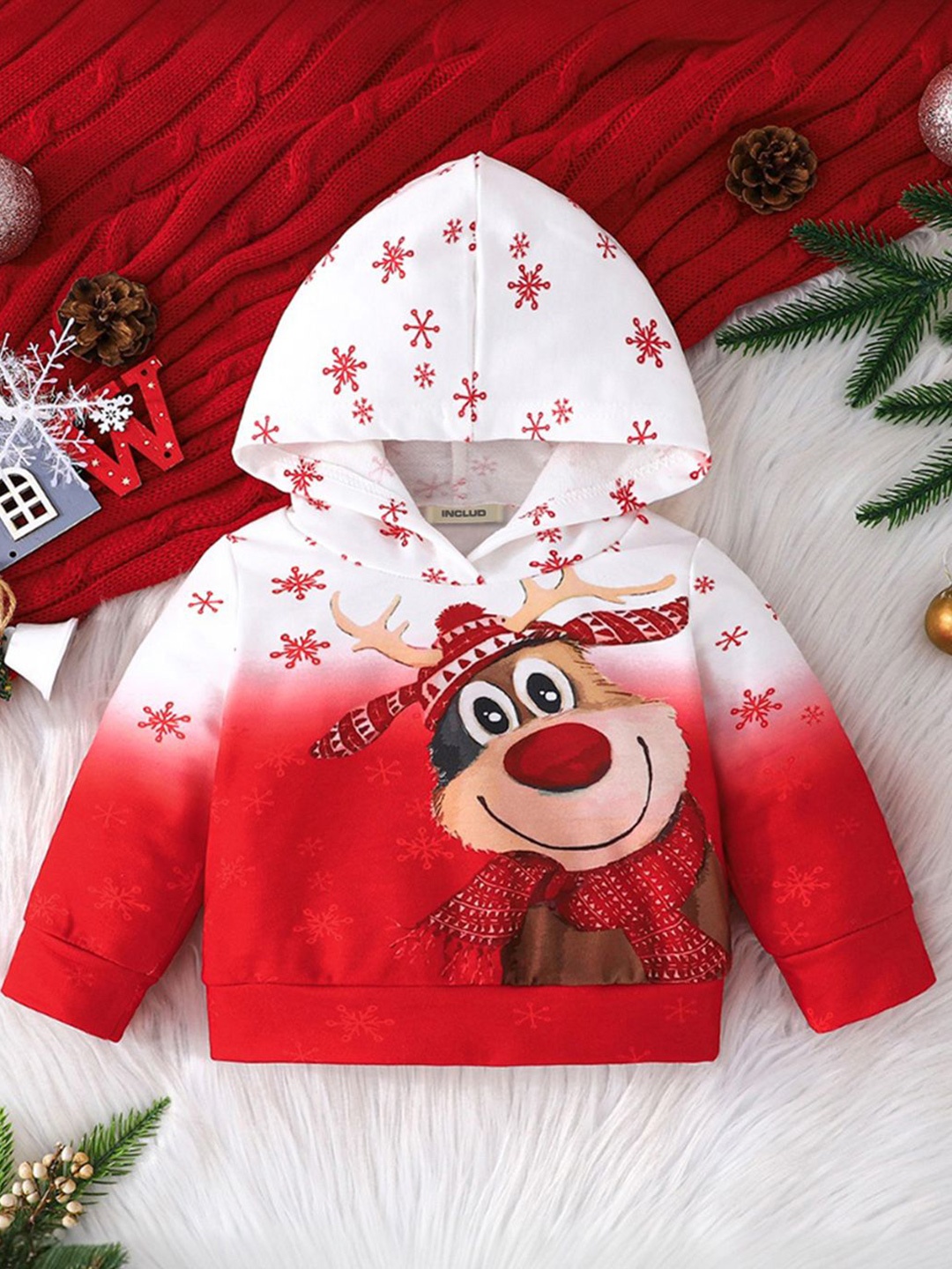 

INCLUD Kids - Boys Christmas Printed Hooded Sweatshirt, Red