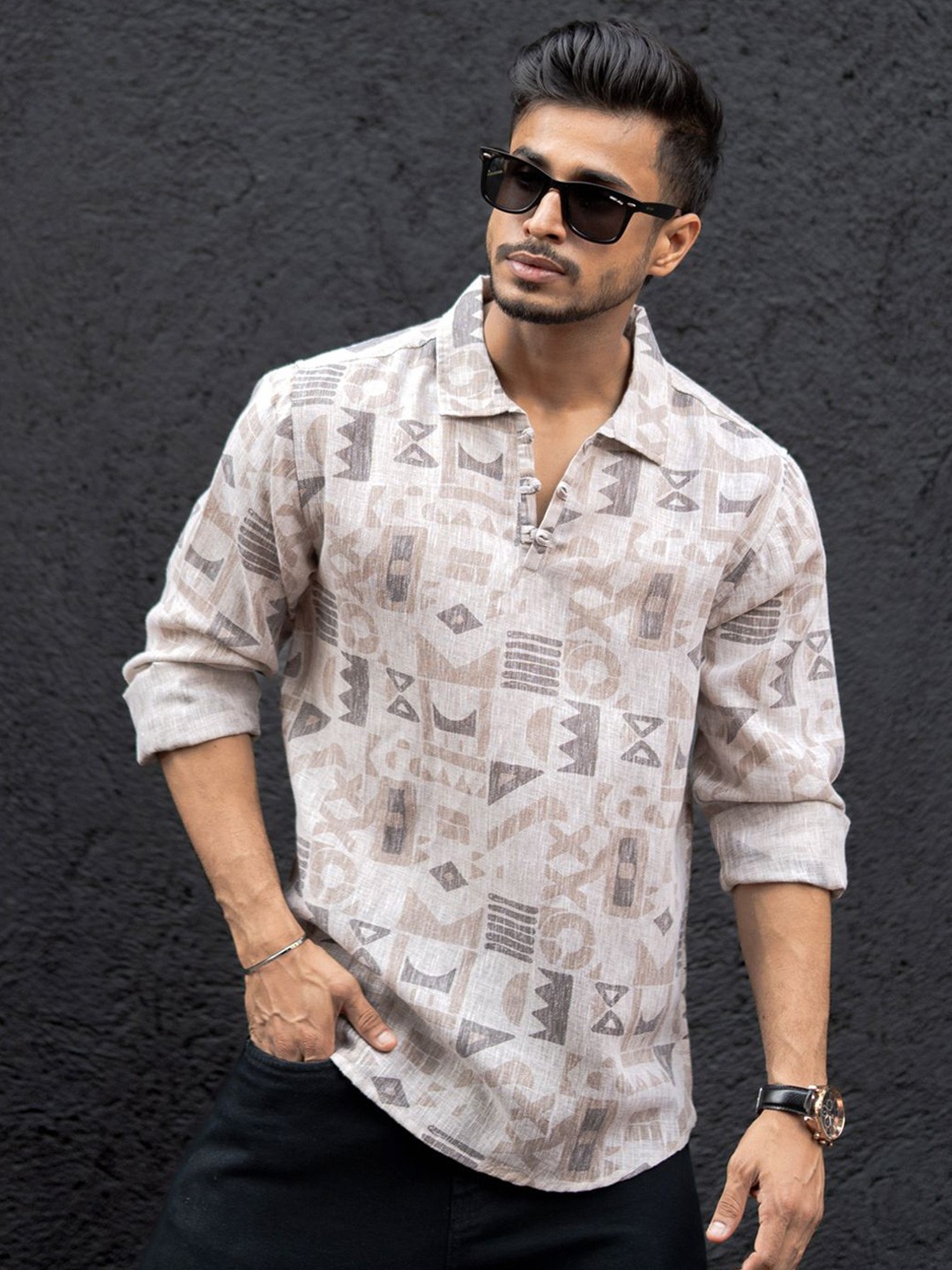 

Powerlook Men Opaque Printed Casual Shirt, Multi