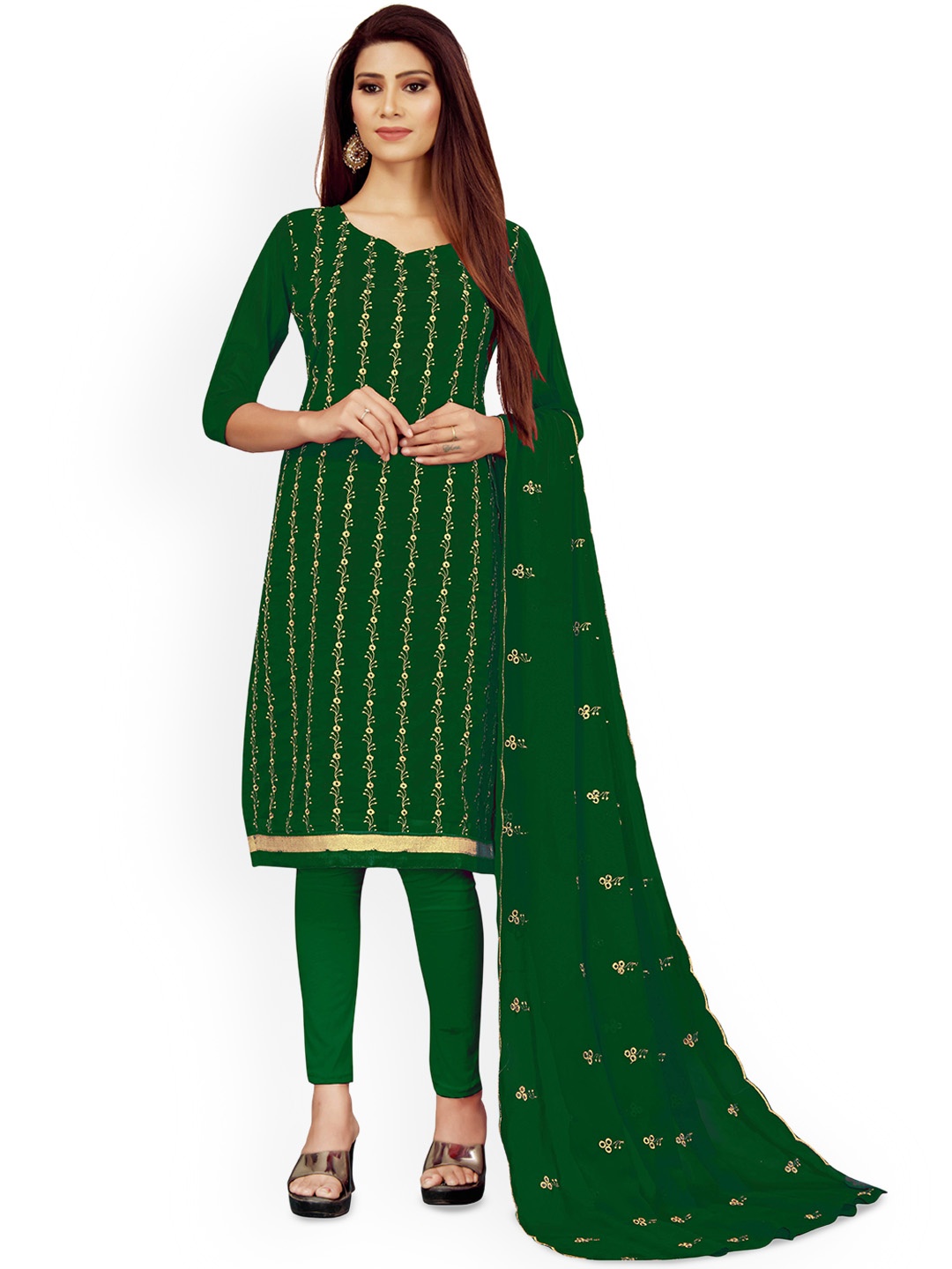 

Maroosh Embroidered Unstitched Dress Material, Green