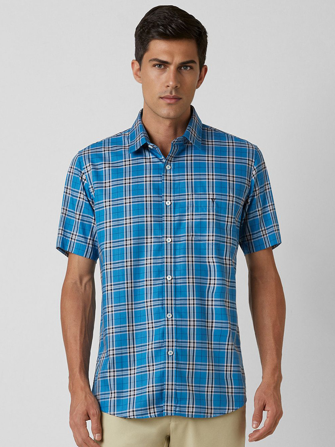 

Van Heusen Sport Men Slim Fit Opaque Checked Casual Shirt, Blue