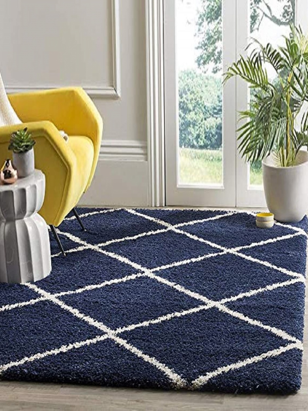 

Banchmark Home Furnishings Blue Geometric Shaggy Polyester Carpet