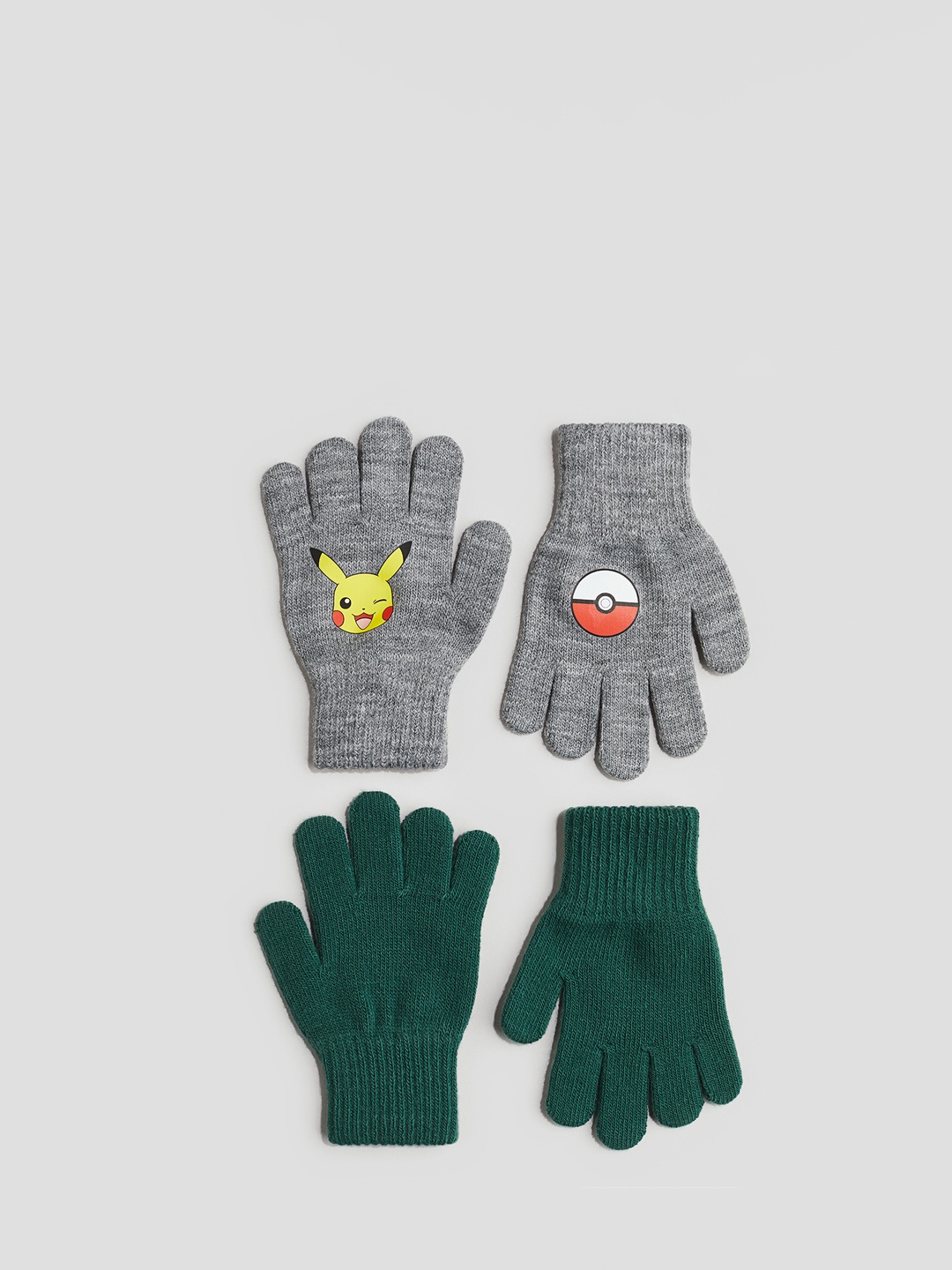 

H&M Pack Of 2 Boys Acrylic Fine Knit Gloves, Grey