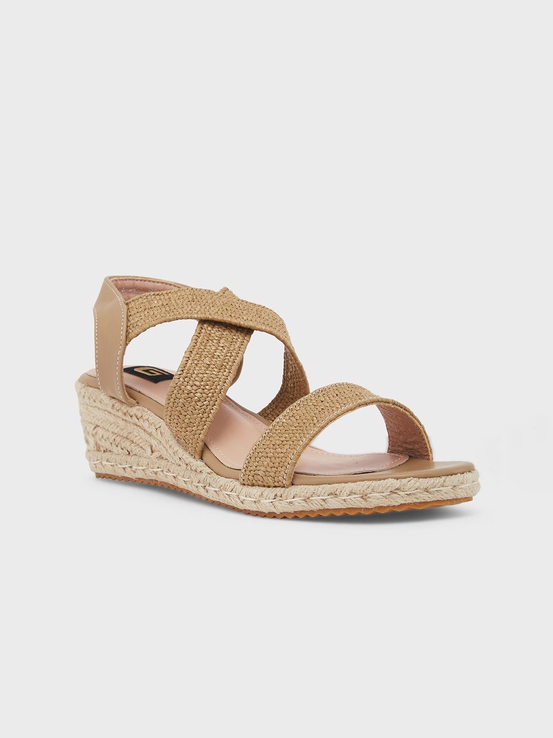 

Sole To Soul Wedge Khaki Open Toe Backstrap Women Sandals