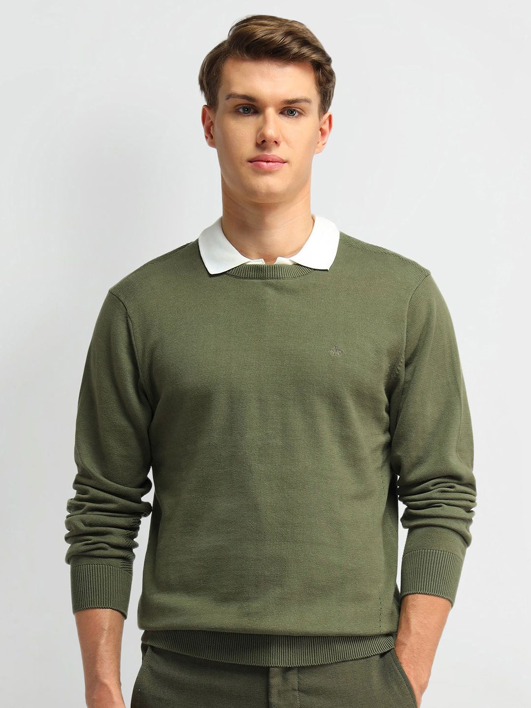 

Arrow Men Long Sleeves Round Neck Pullover Sweaters, Olive