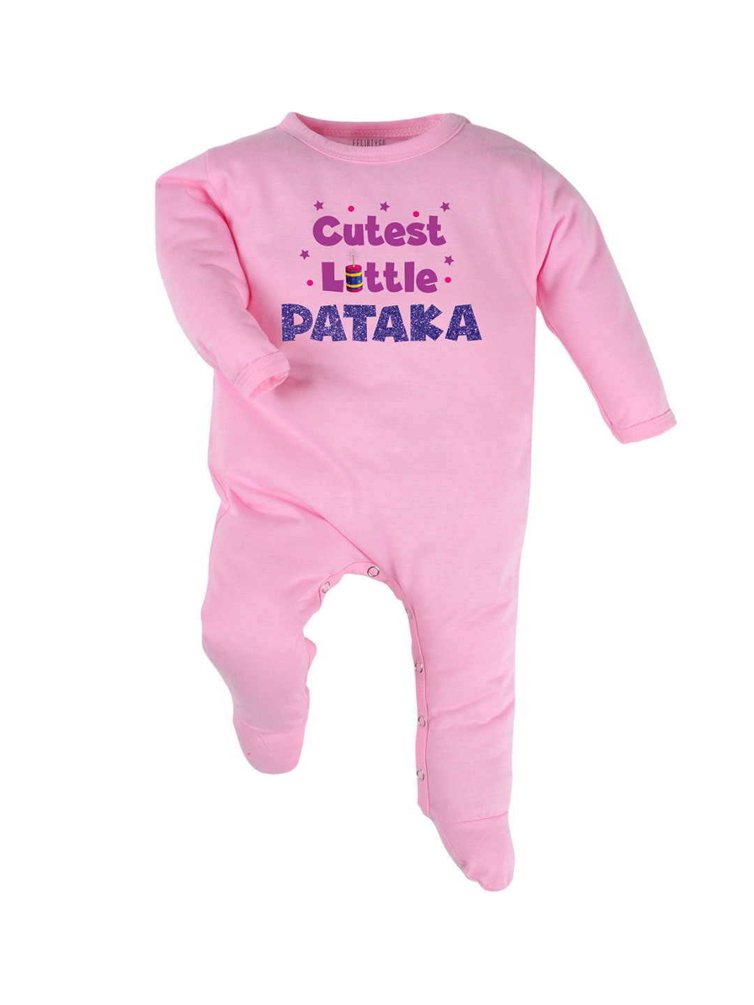 

FFLIRTYGO Kids Printed Pure Cotton Sleepsuit, Pink