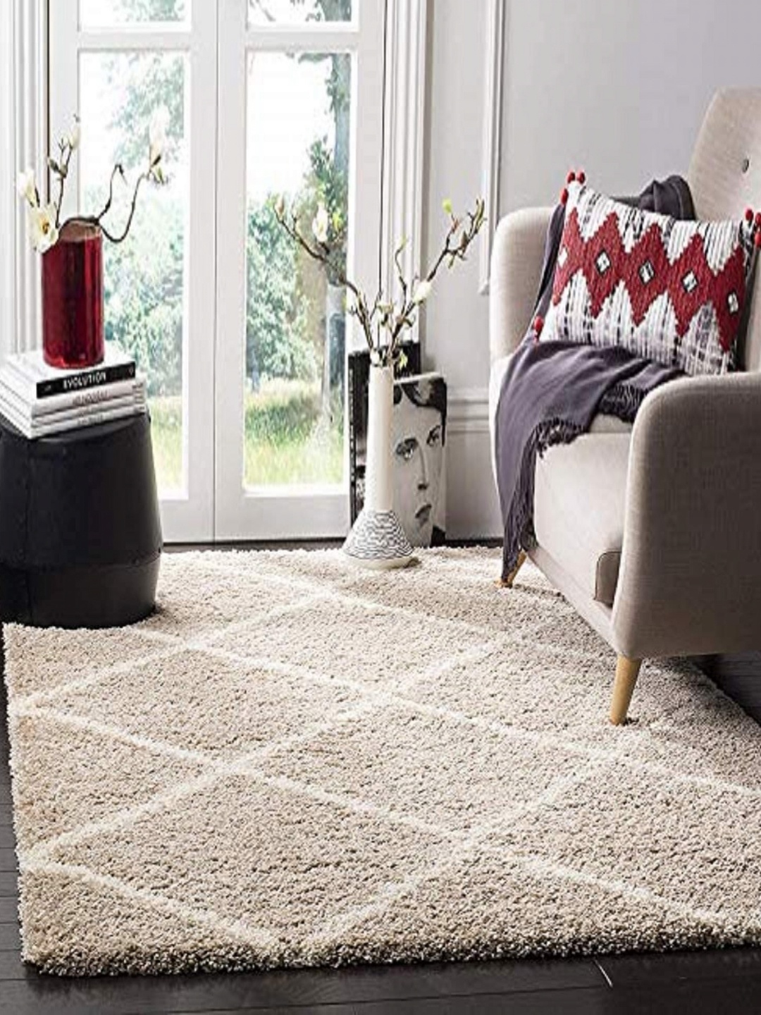 

Banchmark Home Furnishings Beige Geometric No Shredding Polyester Carpet