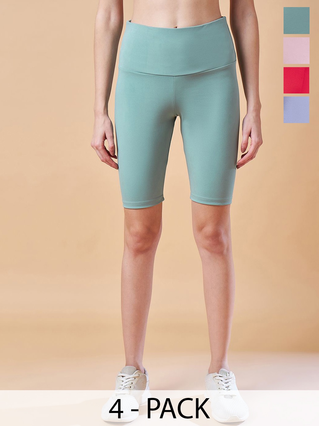 

COLOR CAPITAL Women Pack Of 4 Antimicrobial Knee-Length Tights, Sea green