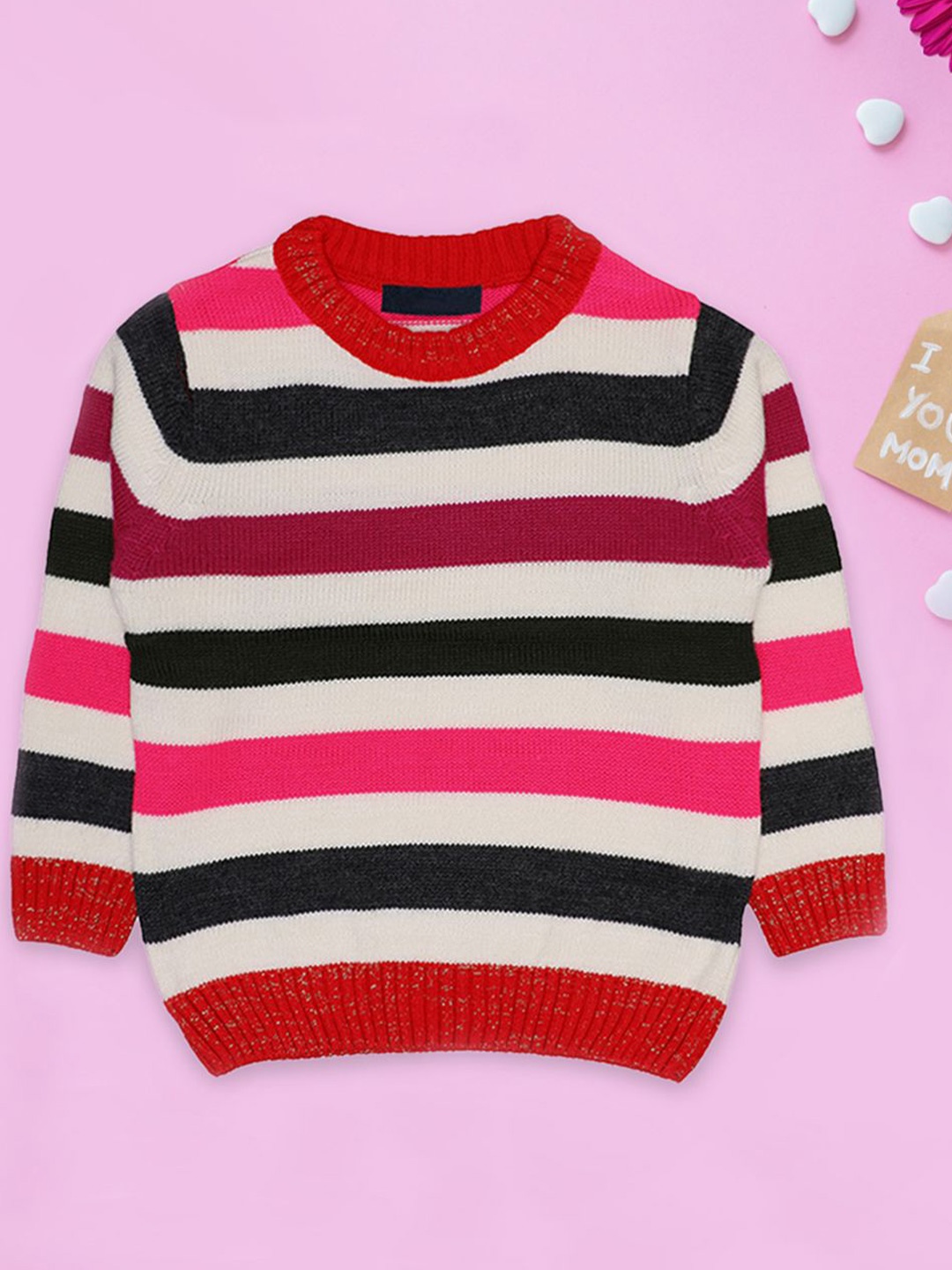 

CHKOKKO Boys Striped Woollen Pullover, Red