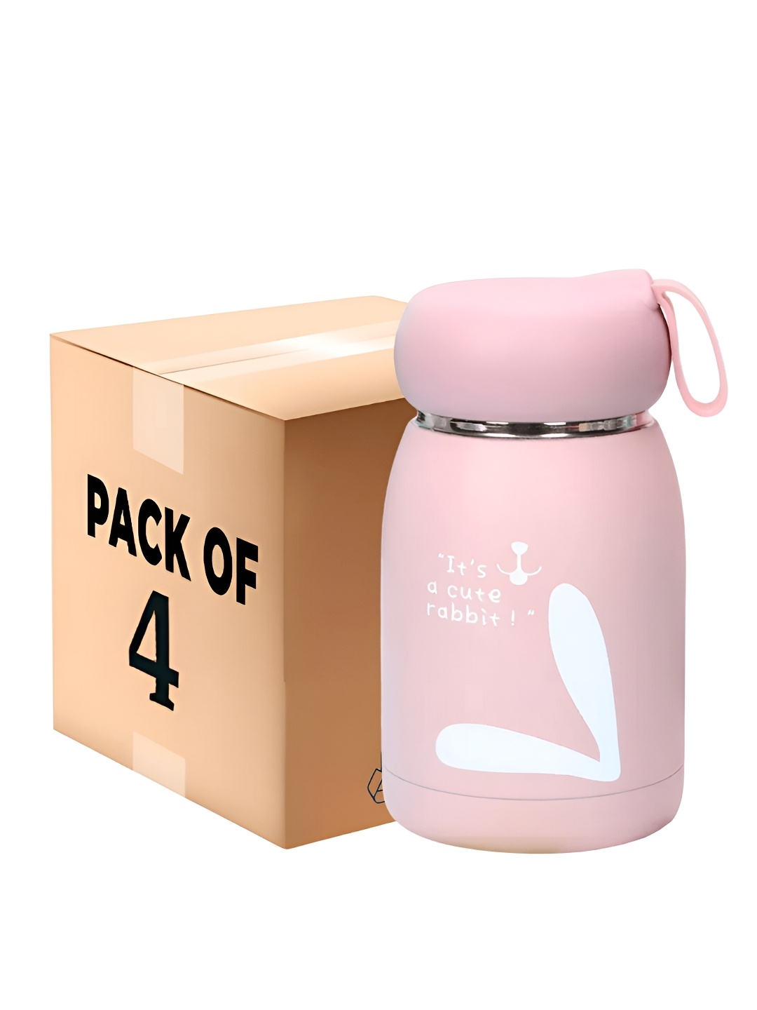 

WELOUR Pink & White 4 Pieces Glass Water Bottle 350ml