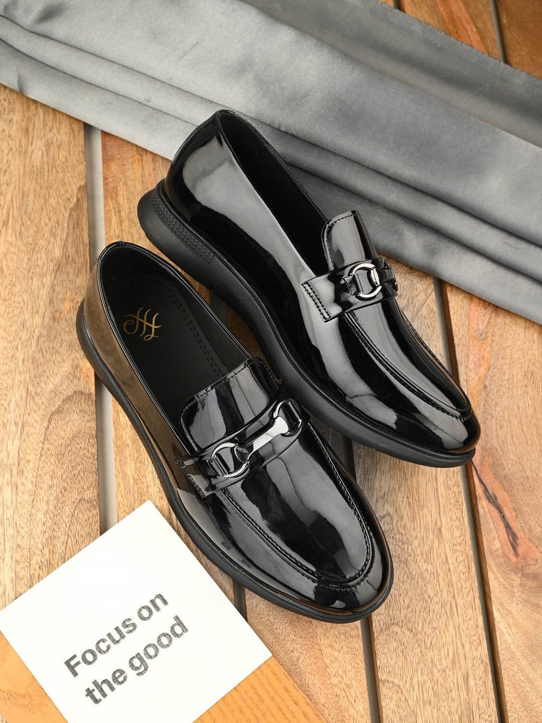 

House of Pataudi Men Formal Loafers, Black