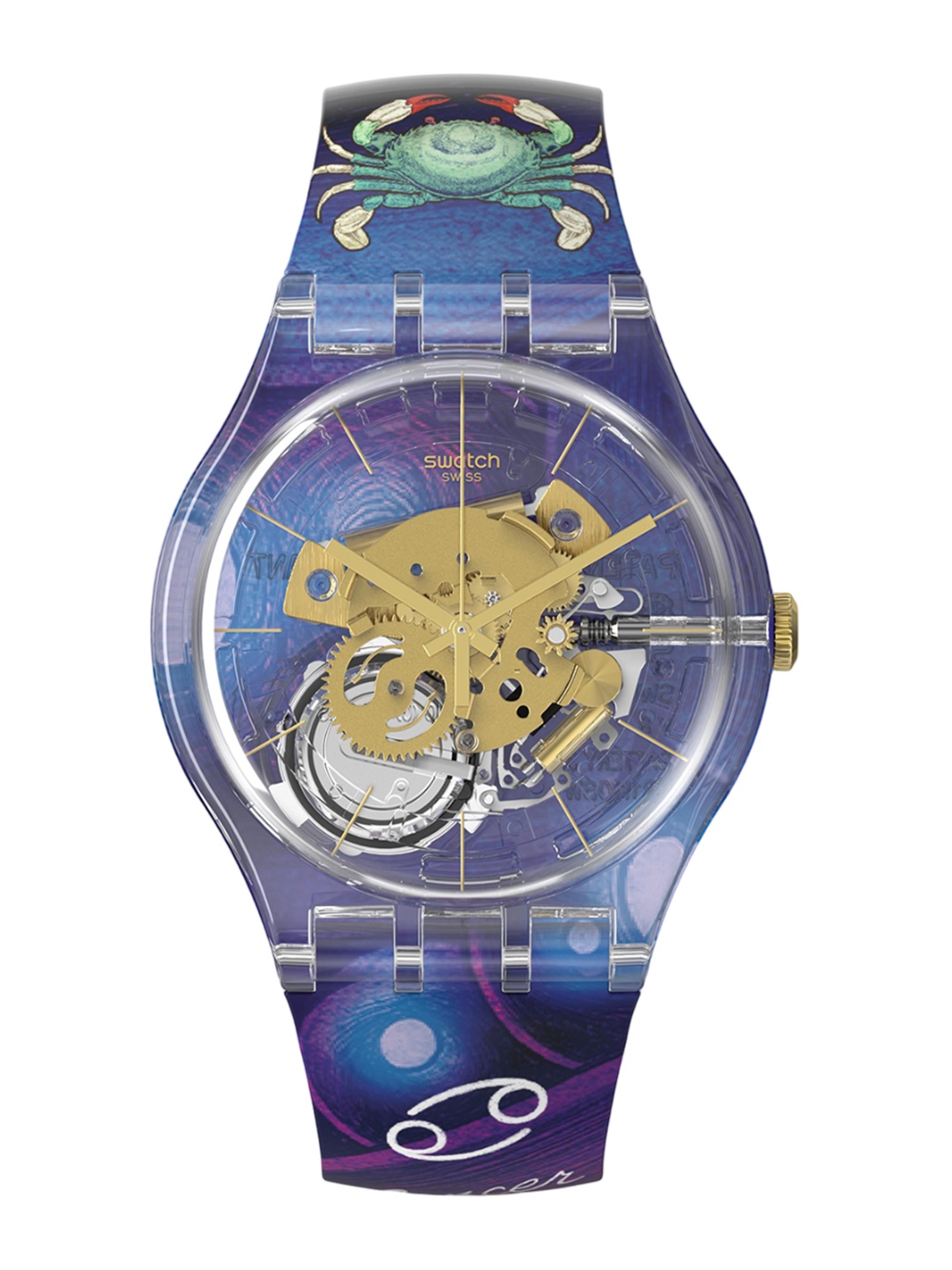 

Swatch Unisex Skeleton Dial & Straps Analogue Watch SUOK147-030_SWATCHWATCH, Purple
