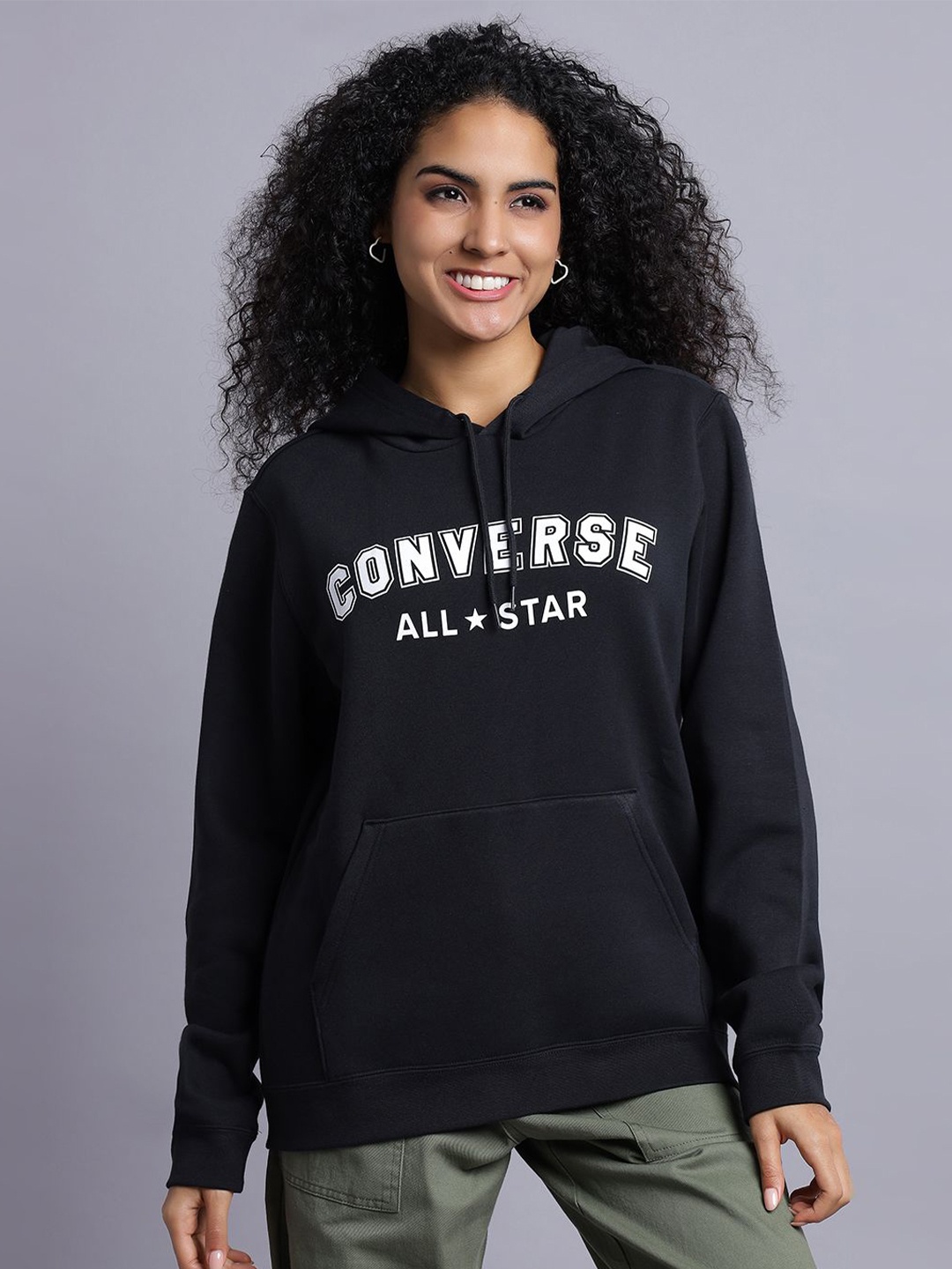 

Converse Unisex Go-To Wordmark Standard-Fit Fleece Pullover Hoodie, Black