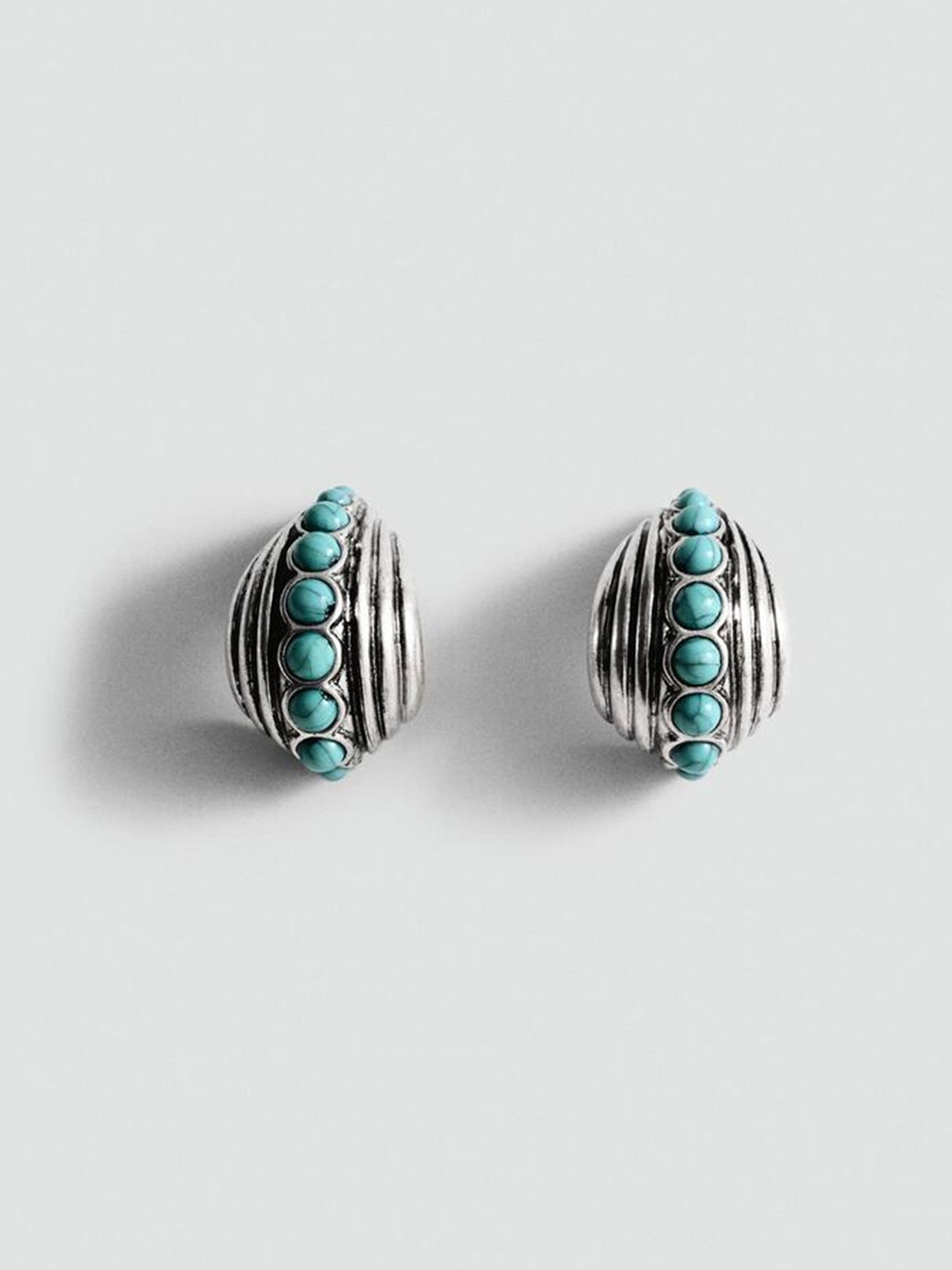 

MANGO Chunky Circular Beaded Hoop Earrings, Silver