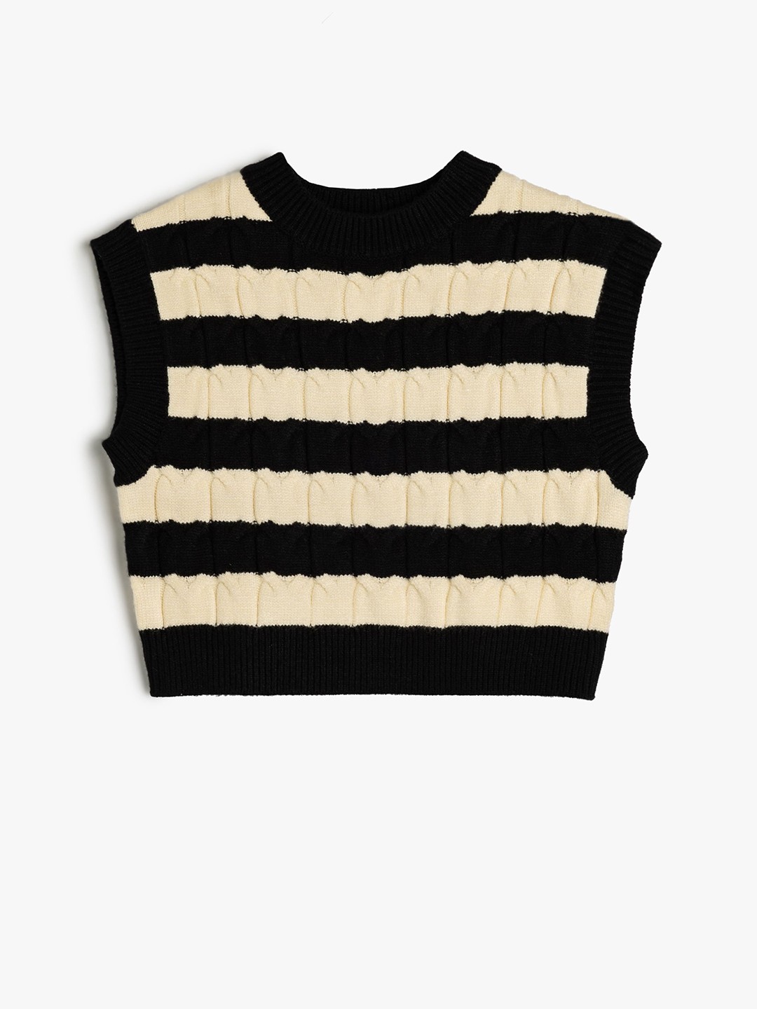 

Koton Girls Cable Knit Crop Sweater Vest, Blue