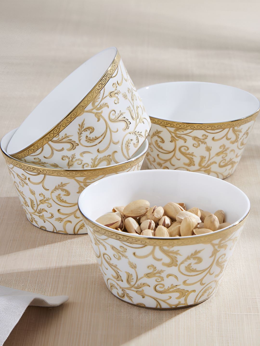 

Home Centre Gold-Toned 2024 4 Pieces Bone China Serving Bowl