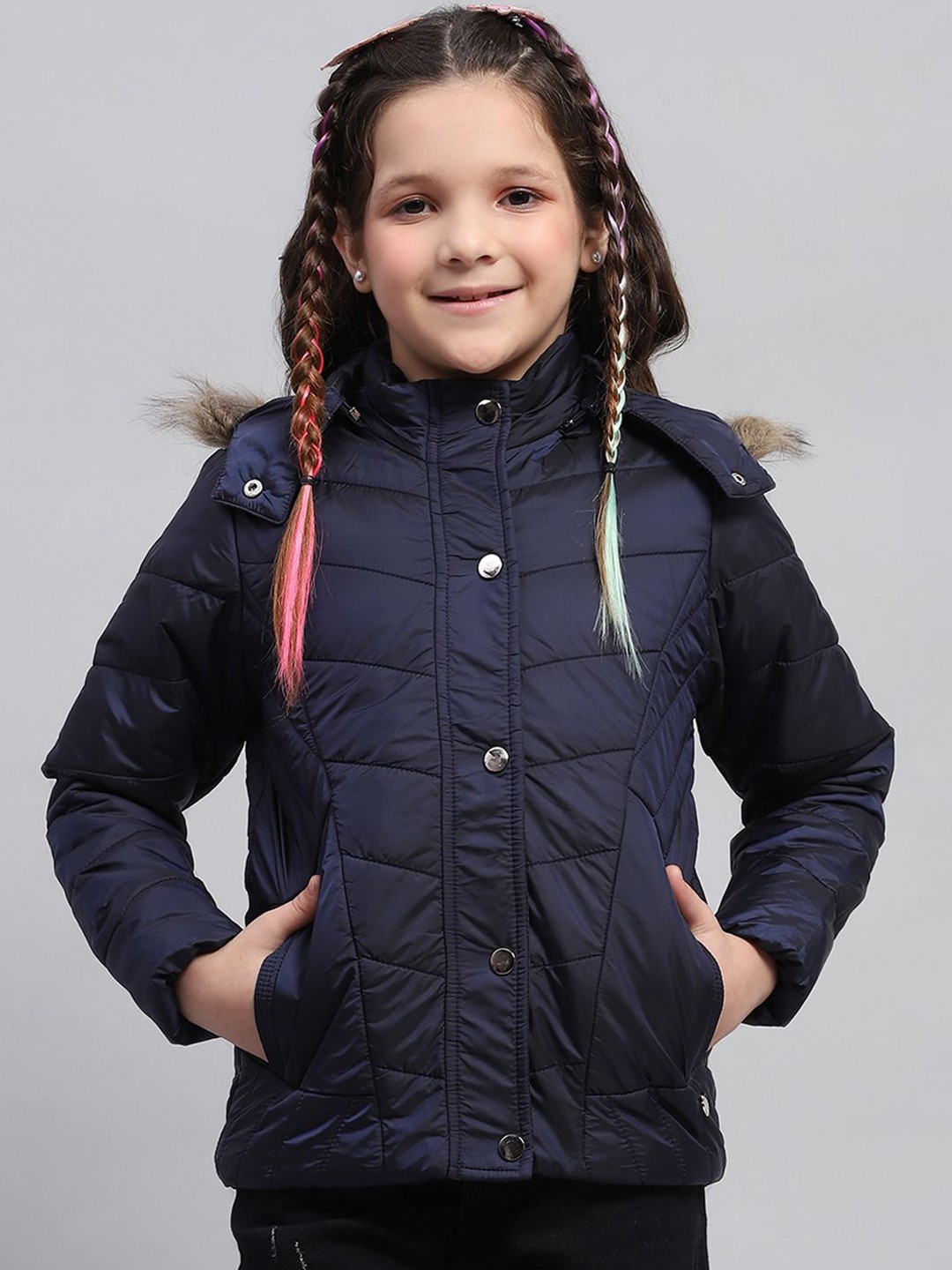 

Monte Carlo Girls Hooded Solid Nylon Casual Parka Jacket, Blue