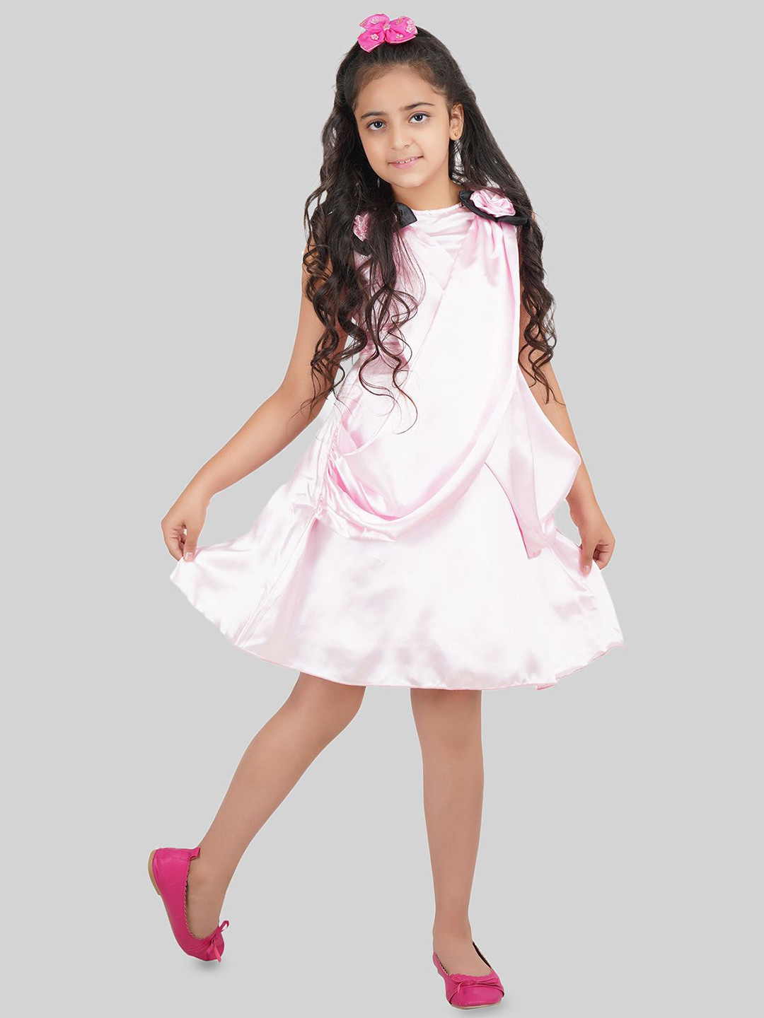 

BEING NAUGHTY Girls Satin Fit & Flare Dress, Pink