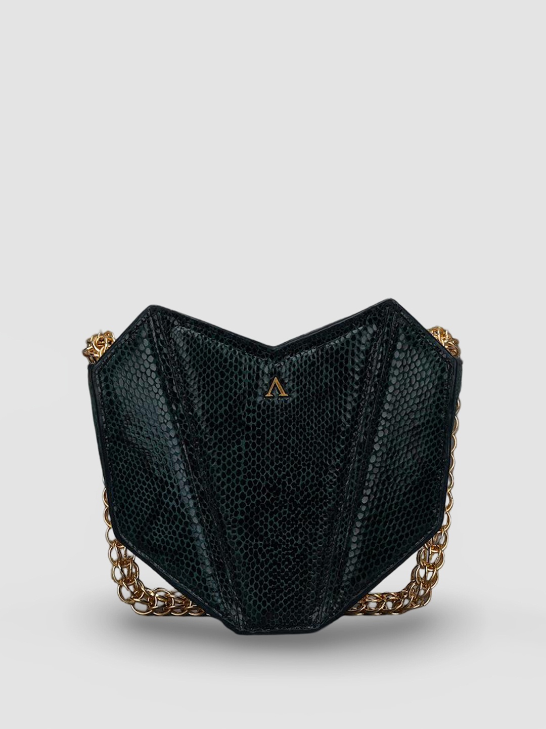 

AKINNA MILANO Women Textured Structured Leather Sling Bag, Green