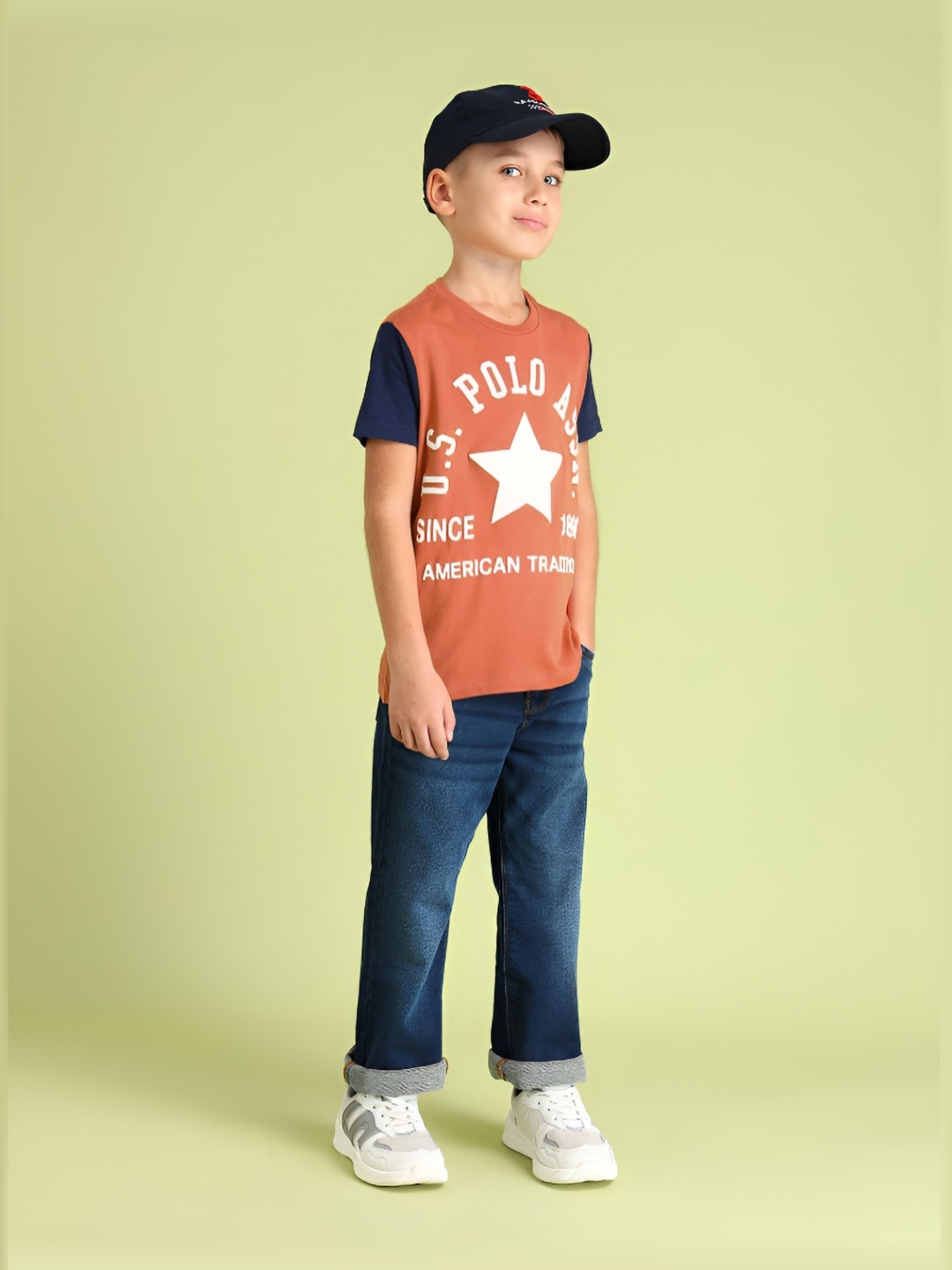

U.S. Polo Assn. Kids Boys Graphic Printed Round Neck Cotton T-shirt, Rust