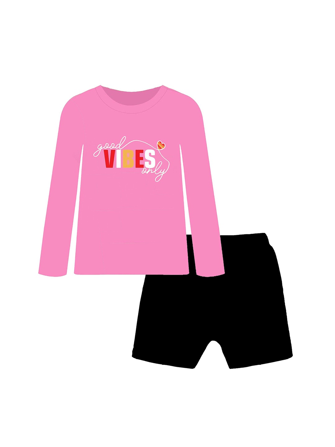 

CoolTees4U Girls Printed T-shirt with Shorts, Pink