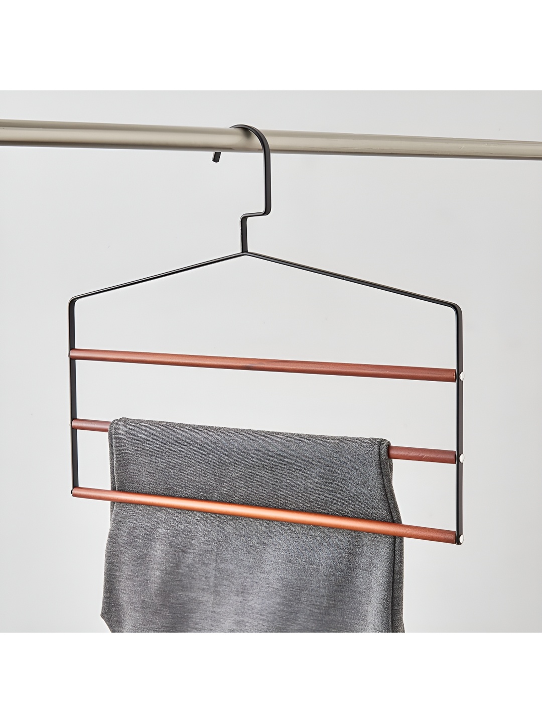 

Home Centre Black & Brown Solid Wood Towel Holder
