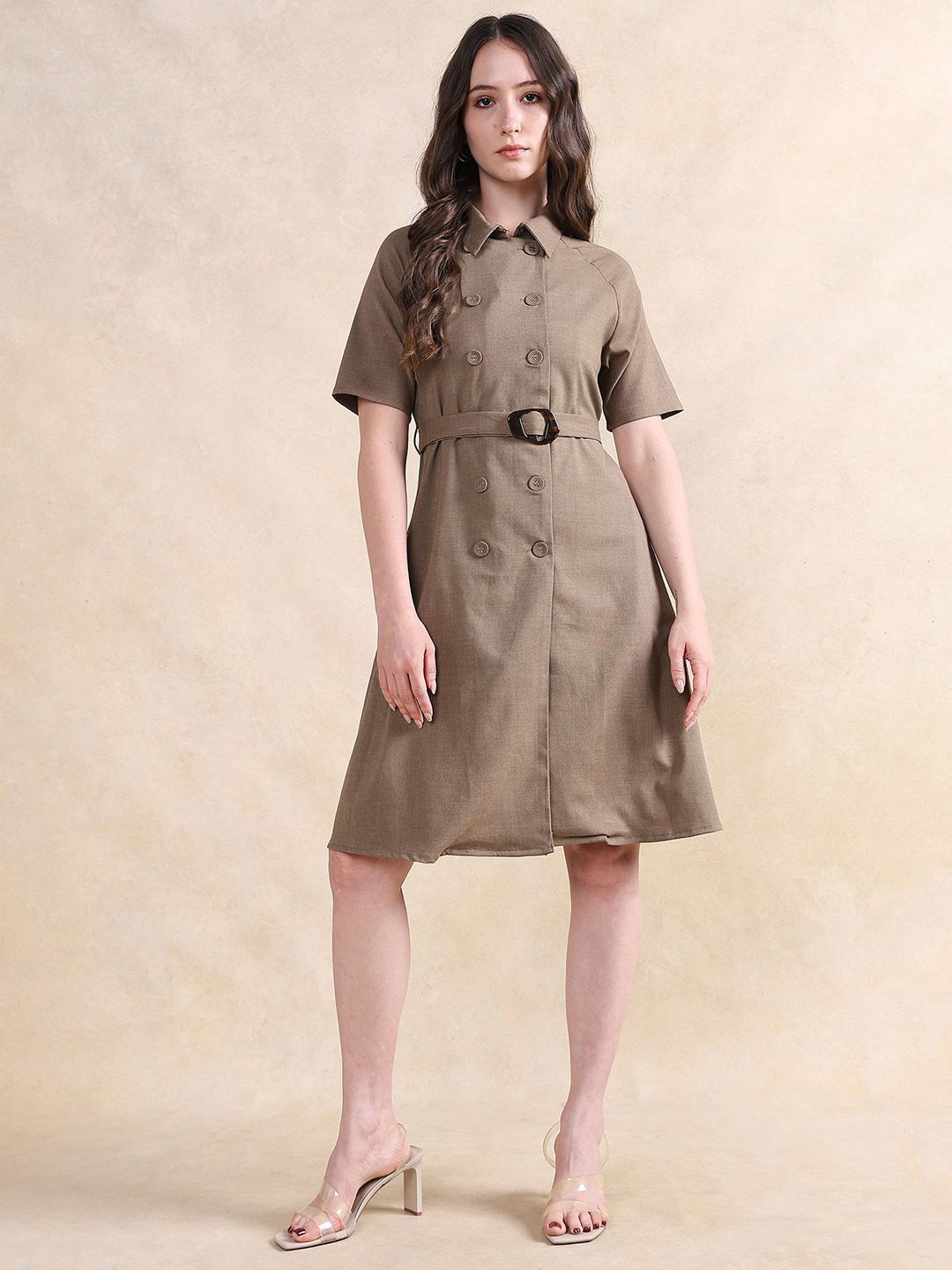 

RAREISM Women Formal A-Line Dress, Beige