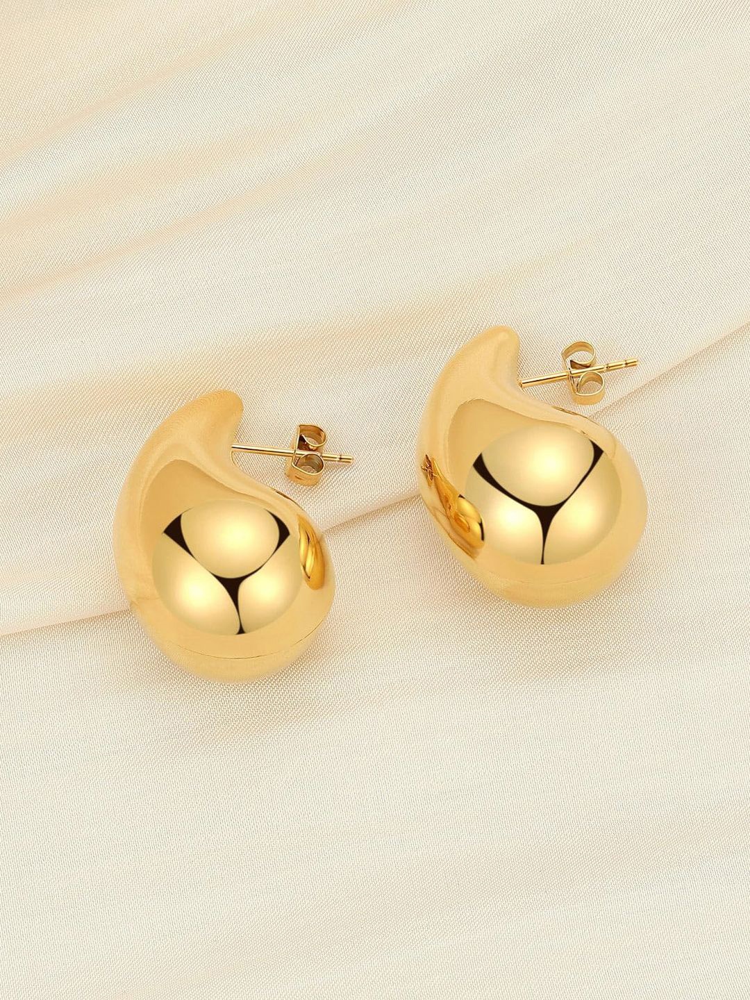 

styledose Gold-Plated Teardrop Shaped Sterling Silver Antique Drop Earrings