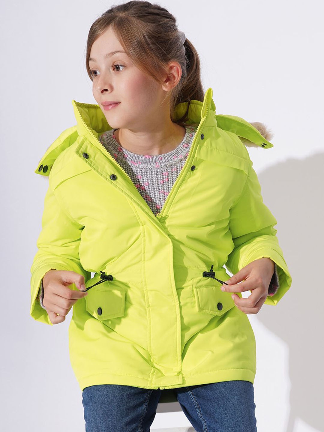 

Vero Moda Girls Hooded Solid Casual Tailored Jacket, Lime green