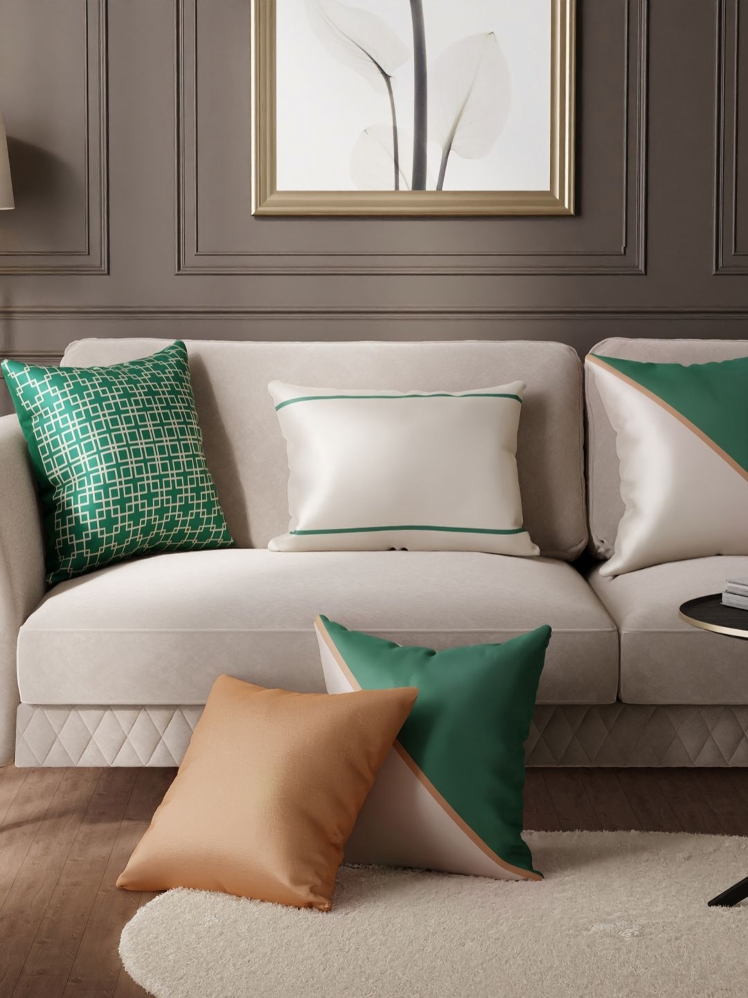

Stoa Paris Green & Cream-Coloured Set of 5 Ethnic Motifs Square Cushion Covers