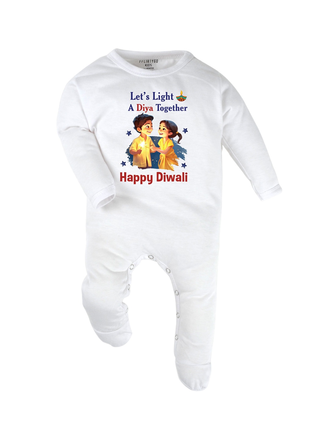 

FFLIRTYGO Infants Printed Baby Wear Cotton Sleepsuit, White